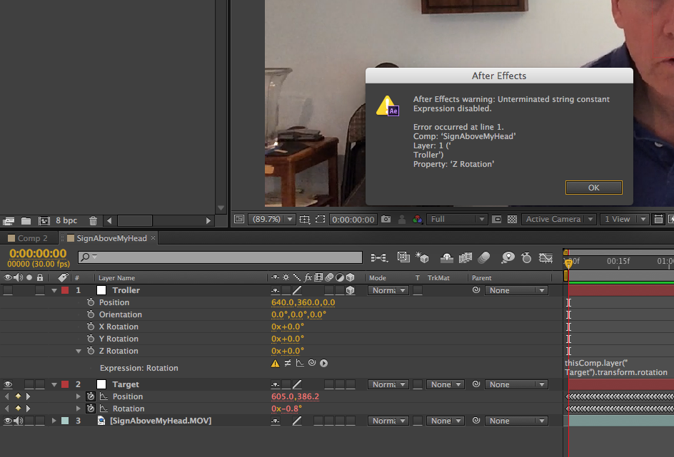 This project contains expression error after effects как решить